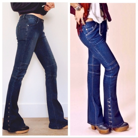 Free People Denim - Free People Skylar Button Hem Flare Jeans